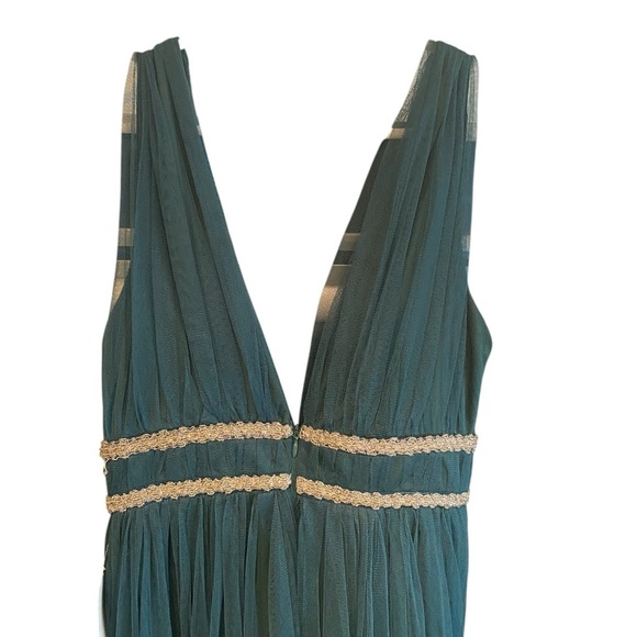 Lulus New Delightful Occasion Emerald Green Beaded Tulle Maxi Dress Gown Fall - Picture 12 of 14